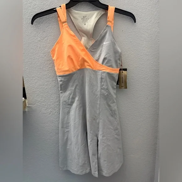Nike Gray/Orange Maria Sharapova Tennis Dress w/ Bra Pleated Skirt NWT - Picture 4 of 11